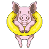 Pig swimming lifebuoy