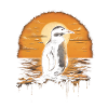 Penguin at sunset