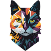 Colourful Geometric Cat Head