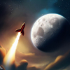 Moon with rocket 2