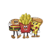 Burgers, frites, pizza