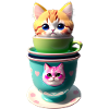 kawaii cat cup of coffee