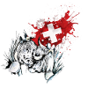 Eringer, Eringerkuh mit Schweizer Flagge