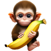 Sød abe med kæmpe banan