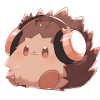 Cute hedgehog with headphones