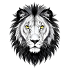 Schwarz-weißer Löwenkopf