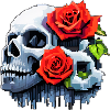 8Bit Skull - The 2 Roses