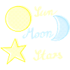 Sun, moon and stars