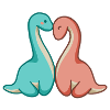 Cute dino couple, dinosaur love, long neck