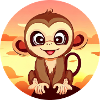 Singe Chimpanzé Round Sunset
