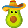 Mexican charming kawaii style avocado