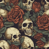 skulls and roses pattern