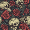 skulls and roses pattern
