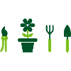 Garden, gardening, bed, plants, secateurs