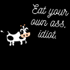 Cow with a provocative slogan