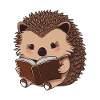 Cute hedgehog reading
