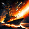 Battle ship in space volcano
