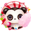 niedlicher Panda Bär mit Zuckerwatte & Süßigkeiten