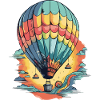 Hot air balloon and sunset