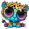 Leopard googly eyes comic style