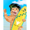 Funny Cat Surfer Dude