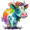 Cow Drawing Rainbow