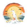 Penguin at sunset