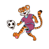 Comic Tiger plays football