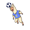 Comic llama playing football