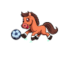 Comic horse playing football