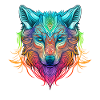 Rainbow Ghost Wolf Portrait