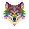 Rainbow Ghost Wolf Portrait