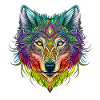 Rainbow Ghost Wolf Portrait