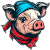 Cochon avec foulard
