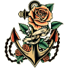 Anker med rose old school tatovering