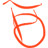Oranger B auf schwarzem Pullover