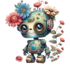 Little robot with flowers