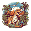 Dinosaurier in Urzeitlandschaft
