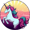 Einhorn springt Sunset