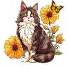 Cats and Sunflowers Butterfly