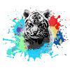 Tiger Baby,Tiger,Blue,Graffiti,Painting,Blot