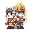 Firefighter, cute cats