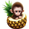 Little monkey in a pineapple