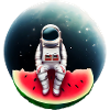 Astronaut on watermelon