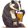 Badger drinks beer