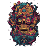 Surrealistic, psychedelic skull