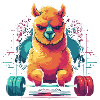 Fitness alpaca with barbell