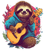 Sloth with guitar