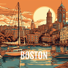 Boston at sunset