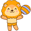 Volleyball jouant au lion